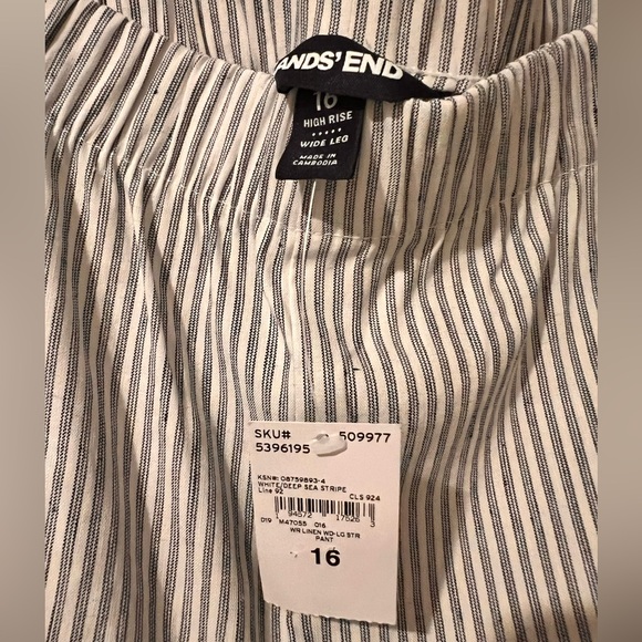 LANDS END High-Waist Striped Linen Pants - Picture 2 of 6